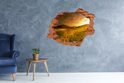Wandtattoos Loch in der Wand Goldene Wiese im Sonnenuntergang