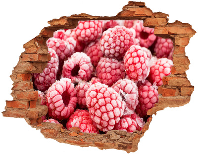 3D Loch Aufkleber Gefrorene Himbeeren in einem kleinen Laden