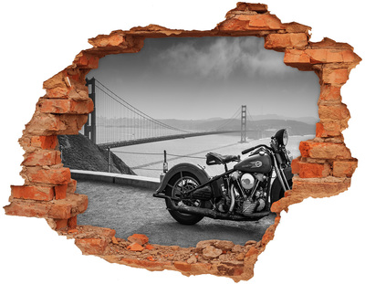 Wandtattoos 3D Optik Loch Motorrad an der Golden Gate Bridge