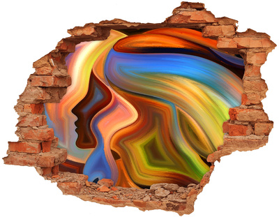 3D Loch Aufkleber Eine farbenfrohe Landschaft in einem Loch in der Wand