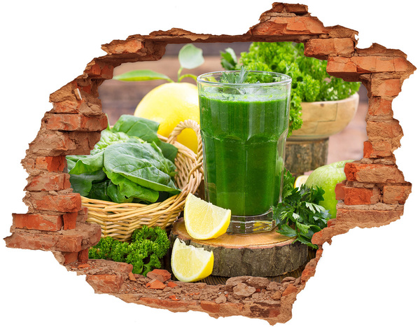 Wandtattoos Loch in der Wand Grüner Cocktail in natürlicher Umgebung