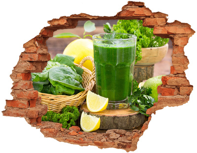 Wandtattoos Loch in der Wand Grüner Cocktail in natürlicher Umgebung