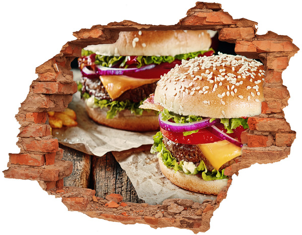 Wandbilder 3D Mauerdurchbruch Saftiger Hole-in-the-Wall-Burger