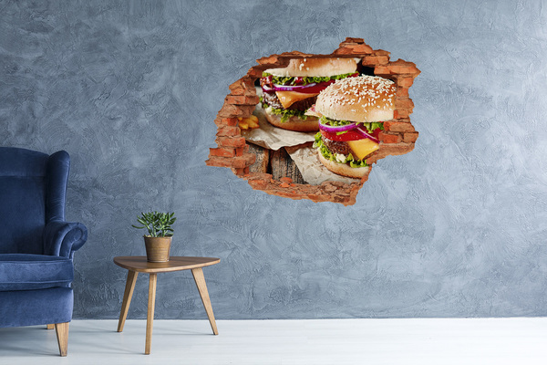 Wandbilder 3D Mauerdurchbruch Saftiger Hole-in-the-Wall-Burger
