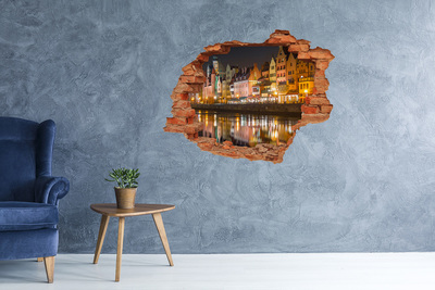 3D Loch Aufkleber Ein bezaubernder Hafen bei Nacht