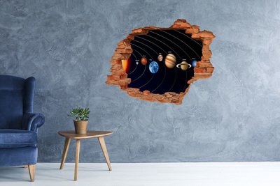 Wandtattoos 3D Optik Loch Das Sonnensystem im Loch in der Wand