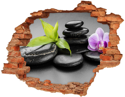 Wandtattoos Loch Ein entspannender Ausblick mit Steinen und Pflanzen