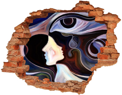 3D Loch Aufkleber Gesichter im Farbenchaos