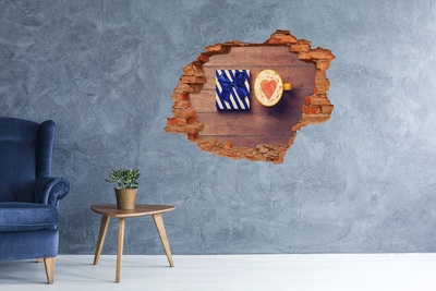 Wandbilder 3D Mauerdurchbruch Kaffeegeschenk mit Herz