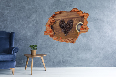 Wandtattoos Loch in der Wand Kaffee und ein Herz aus Bohnen