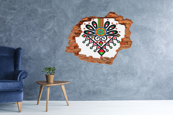 Wandtattoos 3D Optik Loch Farbenfrohes Volksmuster