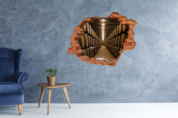 Wandtattoos Loch in der Wand Innenansicht eines Weinguts mit Fässern