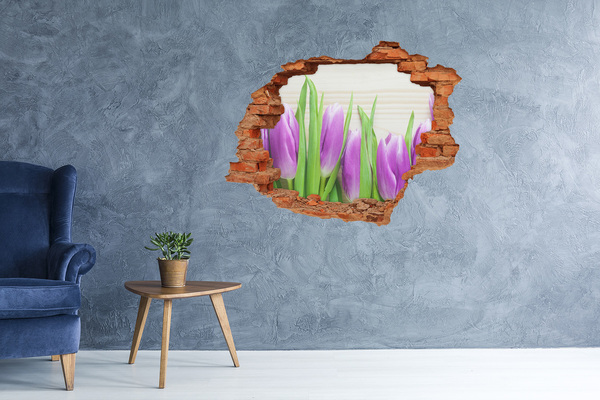 Wandbilder 3D Mauerdurchbruch Blumen in einem Loch in der Wand