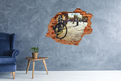 Wandtattoos 3D Optik Loch Der Charme der Straße mit dem Fahrrad