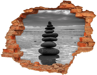 Wandbilder 3D Mauerdurchbruch Steintürme am Strand