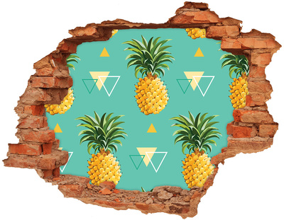 Wandtattoos 3D Optik Loch Ananas auf türkisfarbenem Hintergrund