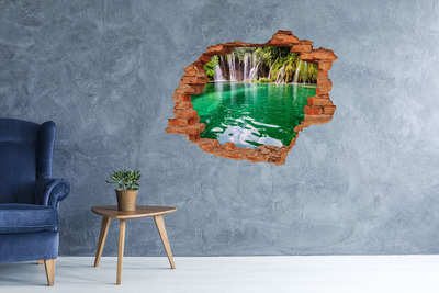 Wandtattoos 3D Optik Loch Tropisches Paradies mit einem Wasserfall