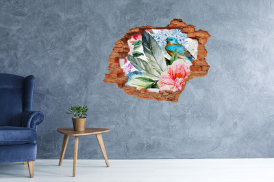 Wandtattoos Loch in der Wand Tropisches Paradies mit einem Vogel