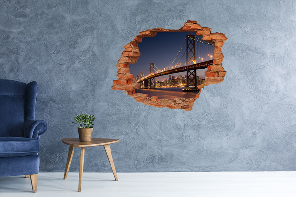 Wandtattoos 3D Optik Loch San Francisco Bridge bei Nacht