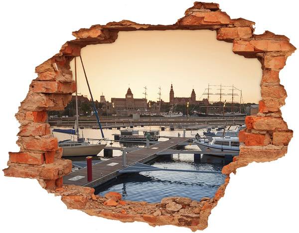 Wandtattoos 3D Optik Loch Der Hafen im Sonnenuntergang
