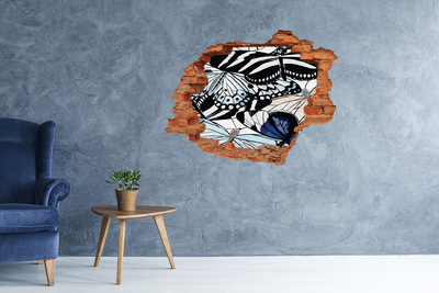 Wandtattoos 3D Optik Loch Schmetterlinge in einer farbenfrohen Komposition