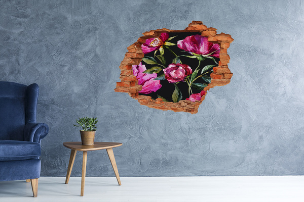 3D Loch Aufkleber Blumenwandbild „Loch in der Wand“