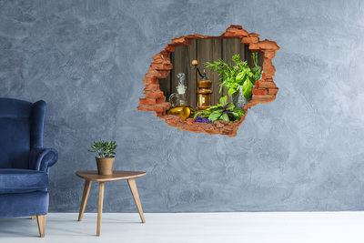 Wandtattoos 3D Optik Loch Kräuterecke in der Küche