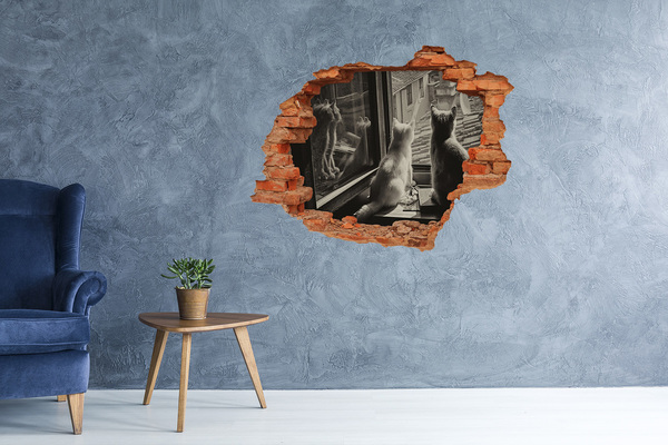 3D Loch Aufkleber Katzen am Fenster