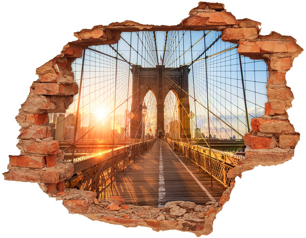 3D Loch Aufkleber Brooklyn Bridge bei Sonnenuntergang