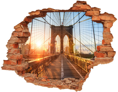 3D Loch Aufkleber Brooklyn Bridge bei Sonnenuntergang