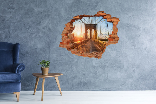 3D Loch Aufkleber Brooklyn Bridge bei Sonnenuntergang