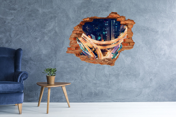 3D Loch Aufkleber Blick auf die Stadt bei Nacht