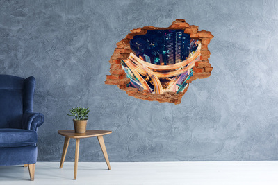 3D Loch Aufkleber Blick auf die Stadt bei Nacht