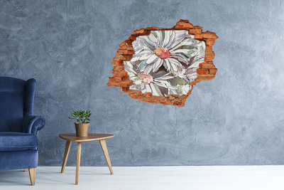 Wandbilder 3D Mauerdurchbruch Blumen aus Beton