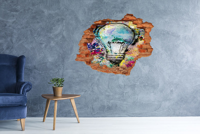 Wandtattoos 3D Optik Loch Eine beschädigte Wand mit einer Lampe