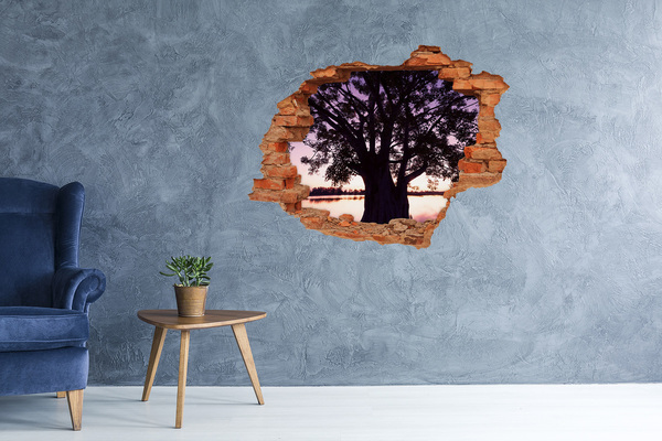 Wandtattoos Loch in der Wand Sonnenuntergang hinter dem Baum