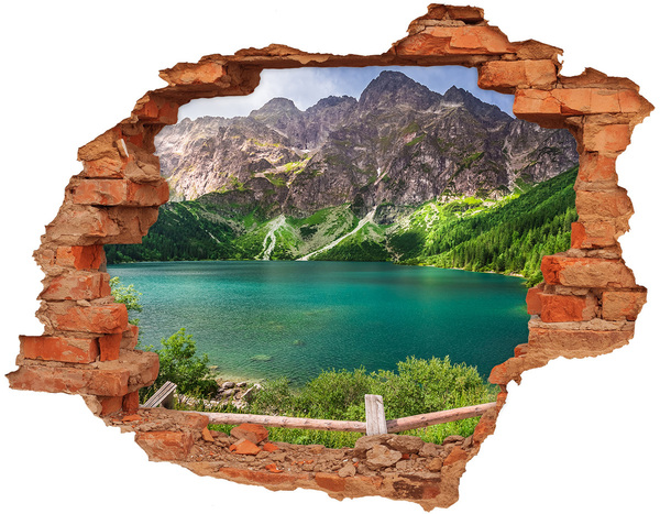 Wandbilder 3D Mauerdurchbruch Berglandschaft am See