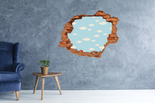 Wandtattoos Loch in der Wand Blauer Himmel mit Wolken