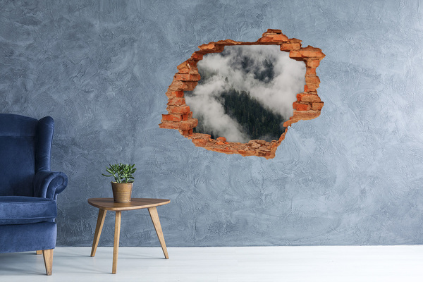 Wandtattoos Loch in der Wand Grünes Tal in den Wolken