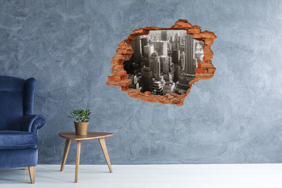 3D Loch Aufkleber Blick auf die Stadt durch ein Loch in der Wand