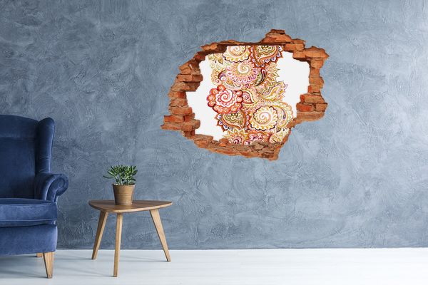 Wandtattoos 3D Optik Loch Farbenfrohe Muster auf Betongrund