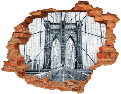 Wandtattoos 3D Optik Loch Brooklyn Bridge in Schwarzweiß