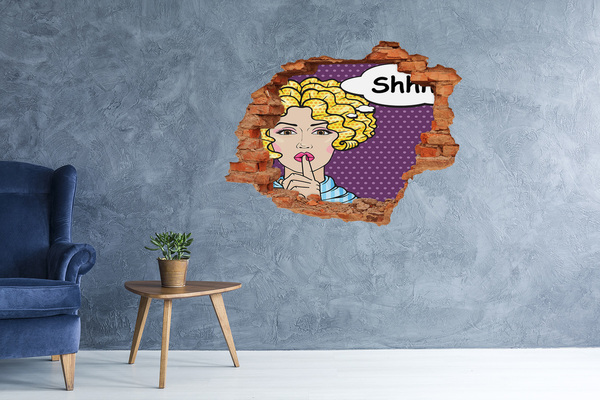 3D Loch Aufkleber Eine Frau mit einem geheimnisvollen Lächeln