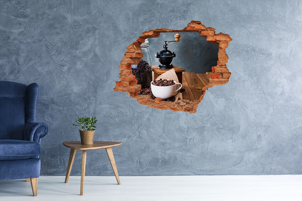 Wandbilder 3D Mauerdurchbruch Kaffee im heimischen Café