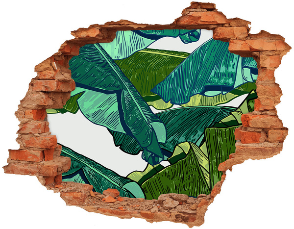 Wandbilder 3D Mauerdurchbruch Tropischer Garten mit Bananenblättern