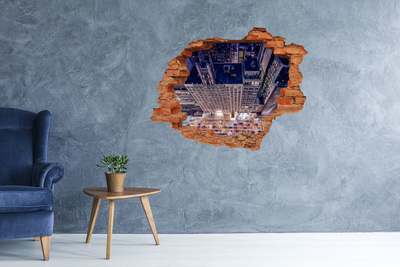 3D Loch Aufkleber Blick von der Spitze der Stadt bei Nacht