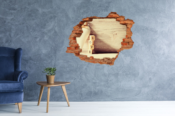 Wandtattoos 3D Optik Loch Liebe in einer zerbrochenen Mauer