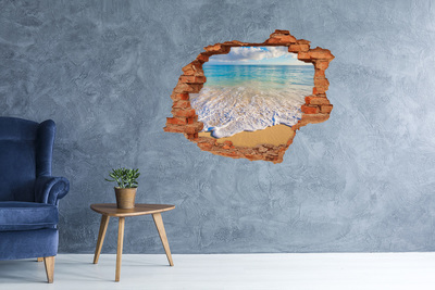 Wandtattoos 3D Optik Loch Karibischer Strand durch ein Loch in der Wand