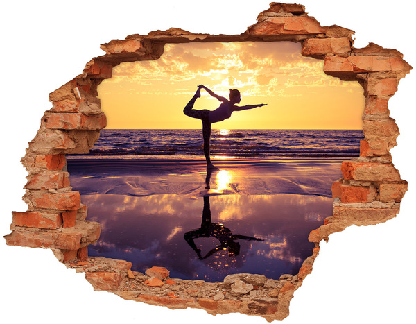 Wandtattoos Loch in der Wand Yoga am Strand bei Sonnenuntergang