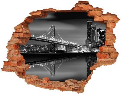 Wandtattoos Loch in der Wand Golden Gate Bridge bei Nacht